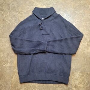 Duluth Trading Co High Neck Infantry Sweater Mens XL Gray Wool Blend Long Sleeve